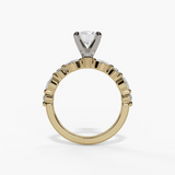 14K Yellow And White Gold Modern Round Natural Diamonds Engagement Ring