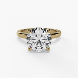 14K Yellow Gold Hidden Halo Round Diamond Engagement Ring
