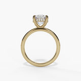 14K Yellow Gold Hidden Halo Round Diamond Engagement Ring