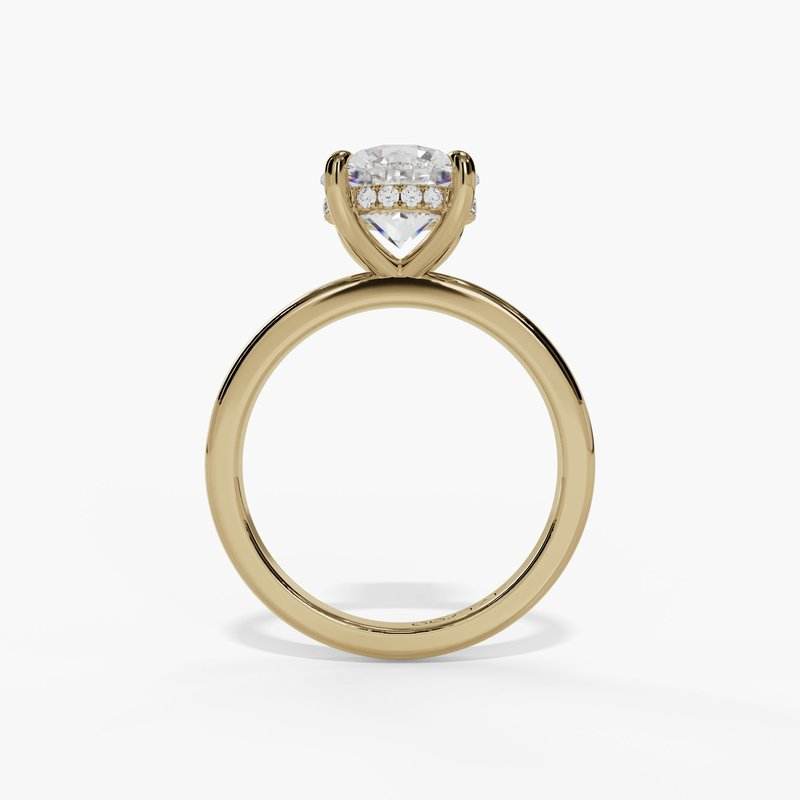 14K Yellow Gold Hidden Halo Round Diamond Engagement Ring