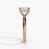14K Yellow Gold Hidden Halo Round Diamond Engagement Ring
