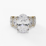 14K Yellow And White Gold Seven Stone Oval Natural Diamonds Engagement Ring