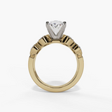 14K Yellow And White Gold Seven Stone Oval Natural Diamonds Engagement Ring