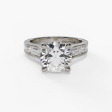14K White Gold Contemporary Round Natural Diamonds Engagement Ring