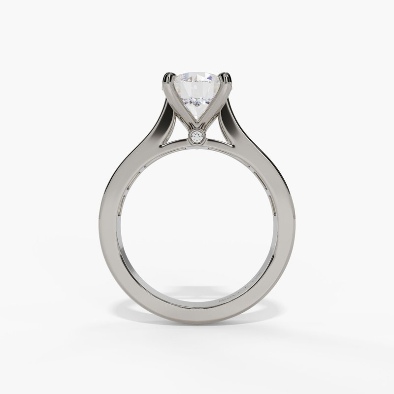 14K White Gold Contemporary Round Natural Diamonds Engagement Ring