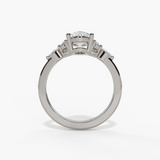 14K White Gold Floral Oval Natural Diamonds Engagement Ring