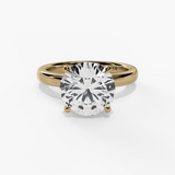 14K Yellow Gold Solitaire Round Natural Diamonds Engagement Ring