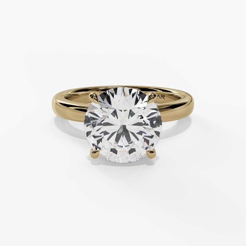 14K Yellow Gold Solitaire Round Natural Diamonds Engagement Ring