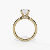 14K Yellow Gold Solitaire Round Natural Diamonds Engagement Ring