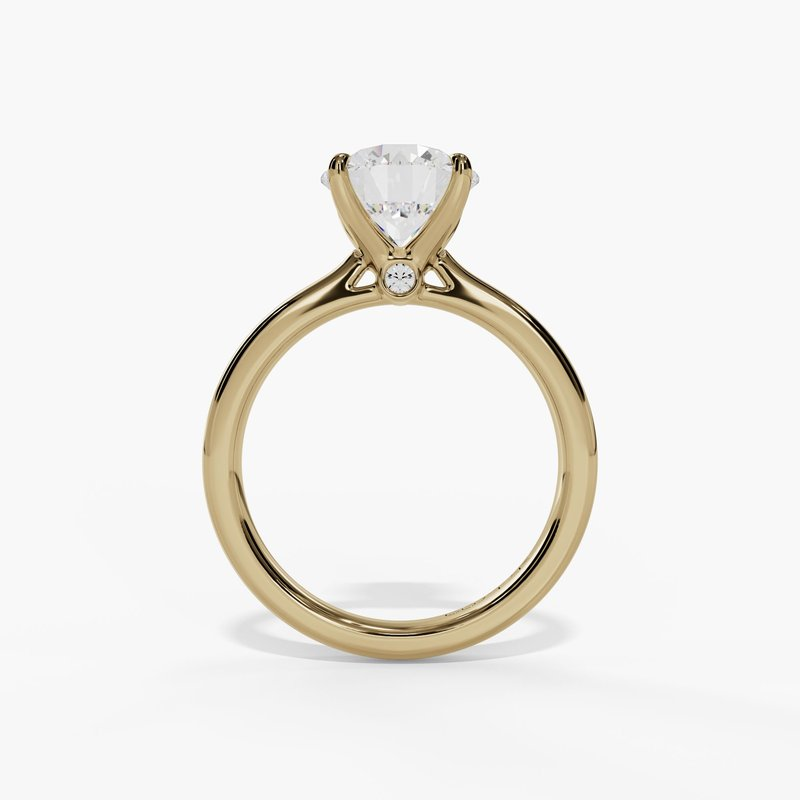 14K Yellow Gold Solitaire Round Natural Diamonds Engagement Ring