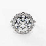 14K White Gold Halo Round Natural Diamonds Engagement Ring