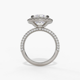 14K White Gold Halo Round Natural Diamonds Engagement Ring