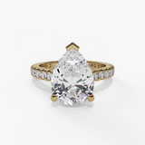 14K Yellow Gold Classic Pear Natural Diamonds Engagement Ring