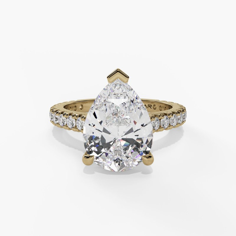 14K Yellow Gold Classic Pear Natural Diamonds Engagement Ring
