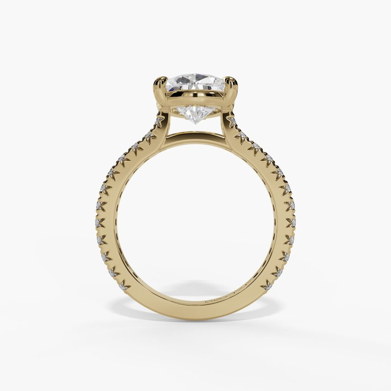14K Yellow Gold Classic Pear Natural Diamonds Engagement Ring