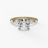 14K Yellow And White Gold Modern Round Natural Diamonds Engagement Ring