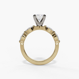 14K Yellow And White Gold Modern Round Natural Diamonds Engagement Ring