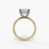 14K Two-Tone Hidden Halo Round Natural Diamonds Engagement Ring