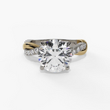 14K White And Yellow Gold Twisted Round Natural Diamonds Engagement Ring