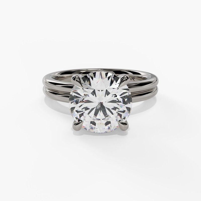 14K White Gold Hidden Halo Round Diamond Engagement Ring