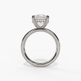 14K White Gold Hidden Halo Round Diamond Engagement Ring
