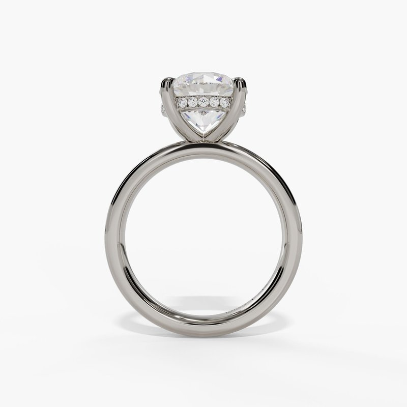 14K White Gold Hidden Halo Round Diamond Engagement Ring