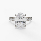 14K White Gold Classic Round Natural Diamonds Engagement Ring