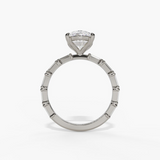 14K White Gold Classic Round Natural Diamonds Engagement Ring