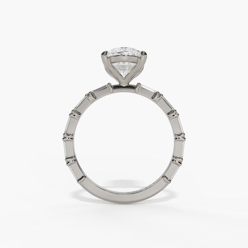 14K White Gold Classic Round Natural Diamonds Engagement Ring
