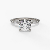 14K White Gold Modern Round Natural Diamonds Engagement Ring