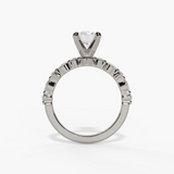 14K White Gold Modern Round Natural Diamonds Engagement Ring