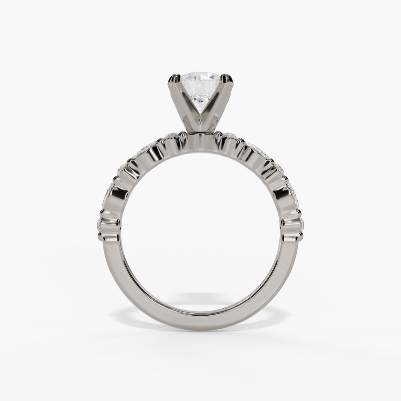 14K White Gold Modern Round Natural Diamonds Engagement Ring