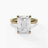 14K Yellow Gold Hidden Halo Emerald Cut Diamond Engagement Ring