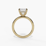 14K Yellow Gold Hidden Halo Emerald Cut Diamond Engagement Ring