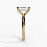 14K Yellow Gold Hidden Halo Emerald Cut Diamond Engagement Ring