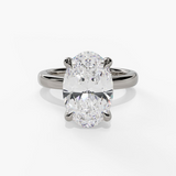 14K White Gold Solitaire Oval Natural Diamonds Engagement Ring
