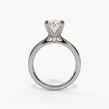 14K White Gold Solitaire Oval Natural Diamonds Engagement Ring