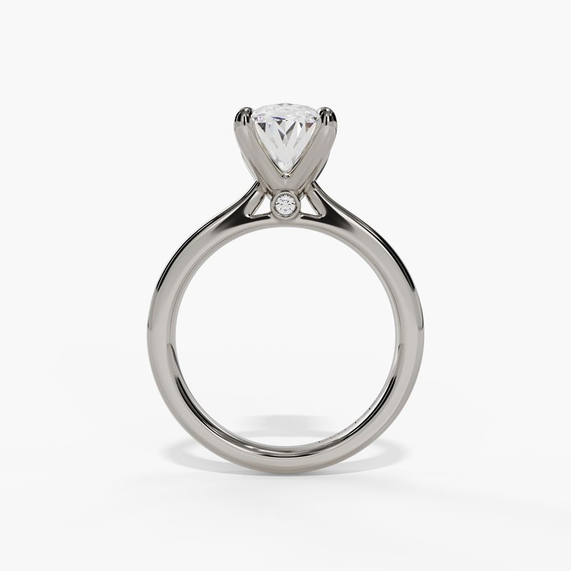 14K White Gold Solitaire Oval Natural Diamonds Engagement Ring