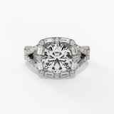 14K White Gold Halo Round Natural Diamonds Engagement Ring