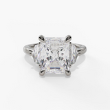 14K White Gold Three Stone Radiant Natural Diamonds Engagement Ring