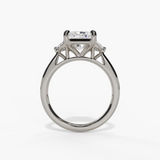 14K White Gold Three Stone Radiant Natural Diamonds Engagement Ring