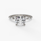 14K White Gold Modern Round Natural Diamonds Engagement Ring