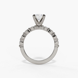 14K White Gold Modern Round Natural Diamonds Engagement Ring