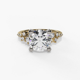 14K Yellow And White Gold Organic Round Natural Diamonds Engagement Ring