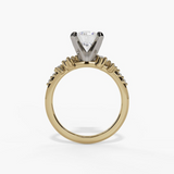 14K Yellow And White Gold Organic Round Natural Diamonds Engagement Ring