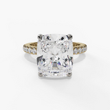 14K Yellow And White Gold Hidden Halo Radiant Natural Diamonds Engagement Ring