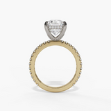 14K Yellow And White Gold Hidden Halo Radiant Natural Diamonds Engagement Ring