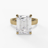 14K Yellow Gold Hidden Halo Emerald Cut Natural Diamonds Engagement Ring