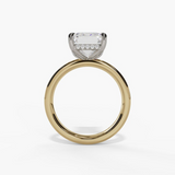 14K Two-Tone Hidden Halo Emerald Cut Diamond Engagement Ring