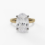 14K Yellow And White Gold Hidden Halo Oval Diamond Engagement Ring